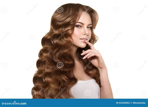 long hair waves curls hairstyle hair salon updo fashion mode stock