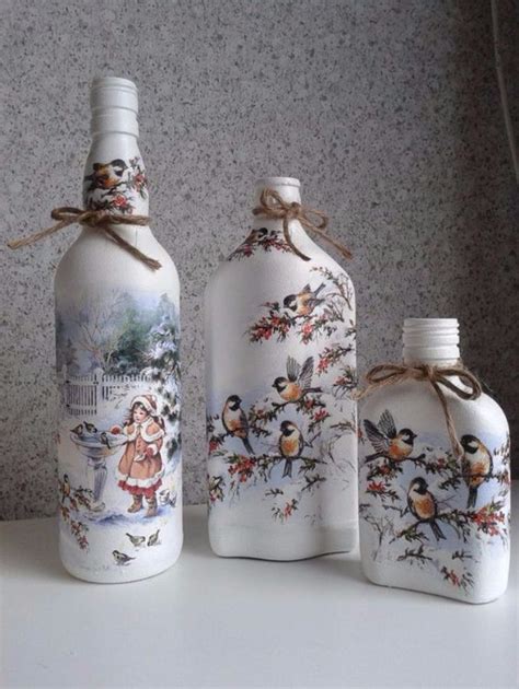 How To Decorate Glass Bottles With Decoupage Diy Recycle With Art