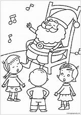 Coloring Singing Kids Listening Santa Christmas Pages Children Color Getcolorings Getdrawings sketch template