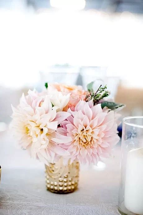Dahlia Wedding Centerpieces And The Prettiest Pink And Gold Palette In
