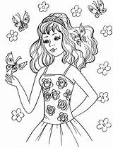 Coloring Pages Fashion Printable Girls Fashionable Popular sketch template