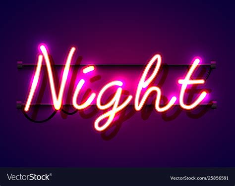 neon sign word night  dark background royalty  vector