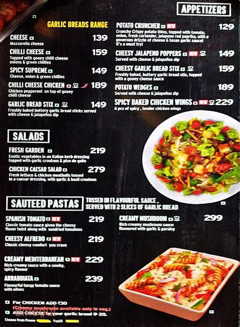 menu  pizza hut industrial area phase  chandigarh dineout