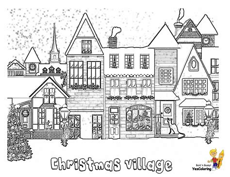 print   christmas village coloring page wow