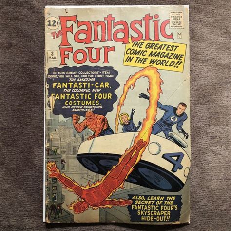 Fantastic Four 3 Vintage Marvel Comic Early Ff Key Fantasti Car No