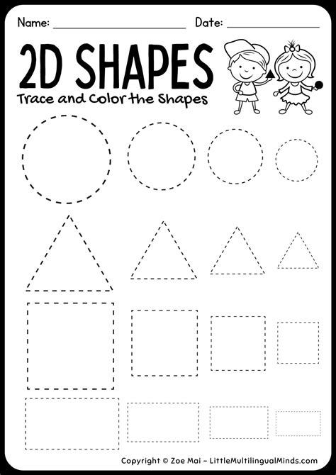 shape tracing worksheets preschool  kindergarten
