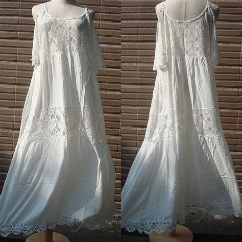 2020 maxi bohemian dress lace cotton patchwork long plus