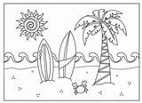 Beach Coloring Pages Printable Print Beaches Surfing sketch template