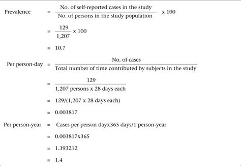 formula   calculating prevalence  rate  person year