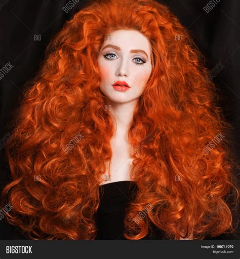 Redhead Woman Very Long Curly Hair Image And Photo Bigstock