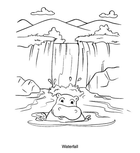 waterfall  nature  printable coloring pages