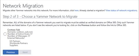 network migration consolidate multiple yammer networks yammer