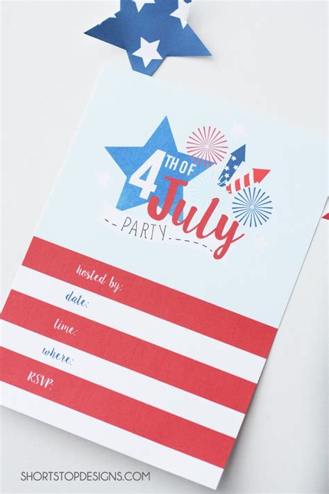 fourth  july invitations  printable short stop designs