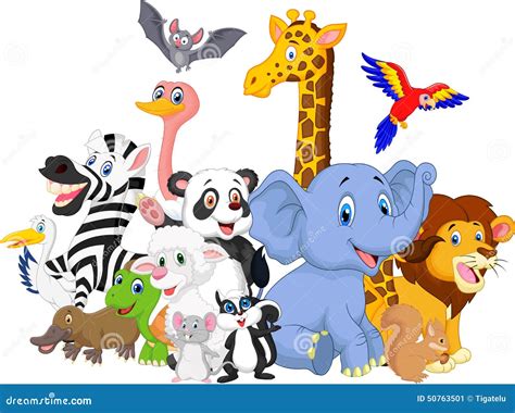 cartoon wild animals background stock vector image