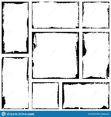 Set Of Vector Rectangles Frames For Image With Distress Texture