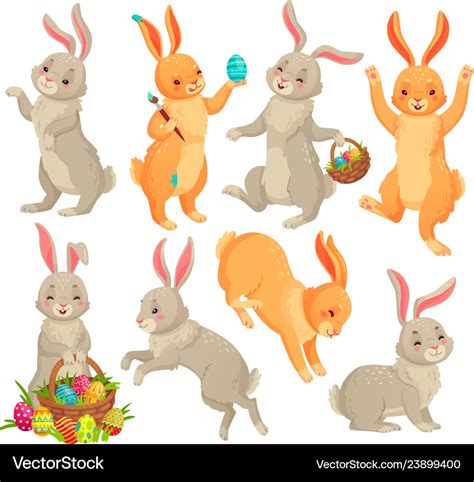 easter bunny jumping rabbit dancing funny vector image