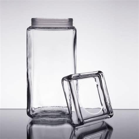 Anchor Hocking 85589r 2 Qt Clear Stackable Square Glass Jar 4 Case