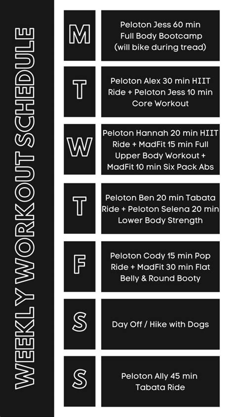 peloton weekly workout schedule september