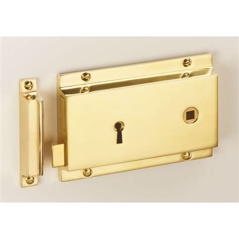 mm satin brass surface mounted rim lock  door knobs ring
