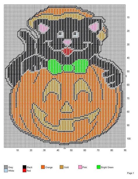 halloween kitty   pumpkin  plastic canvas crafts plastic