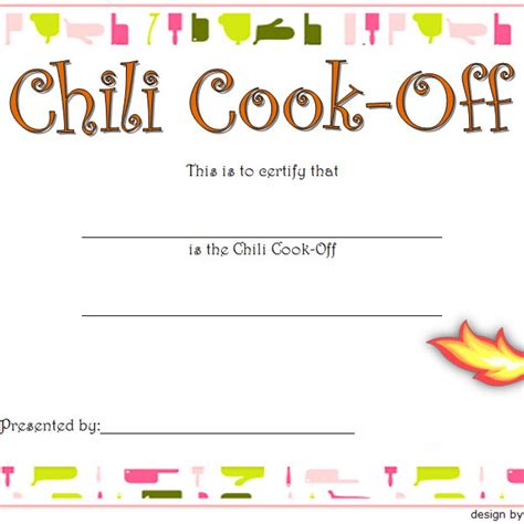 chili cook  certificate template    ideas