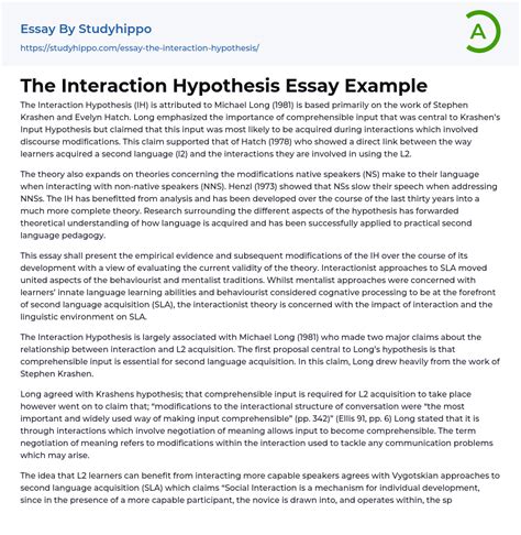 interaction hypothesis essay  studyhippocom