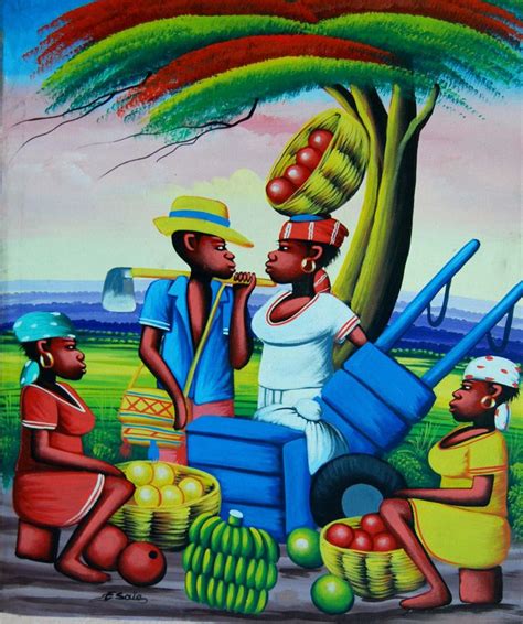 pin  haitian canvas paintings haitian art