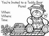 Teddy Picnic Bear Printable Invitations Coloring Kids Bears Pages Activities Cute Craft Iconic Party Became Considered Gifting Toy Popular Items sketch template