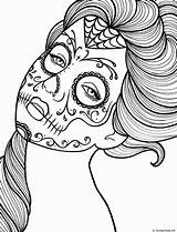 Coloring Pages Skull Girl Sugar Dead Color sketch template