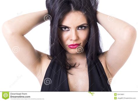 Closeup Portrait Of Sensual Brunette Girl Posing Stock Image Image Of