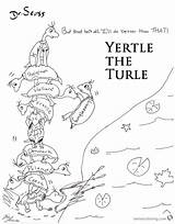 Coloring Turtle Yertle Seuss Lineart Dr Pages Printable Kids sketch template