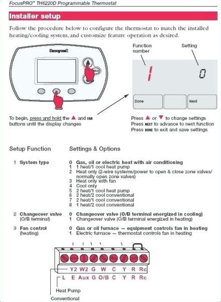 honeywell thermostat function codes