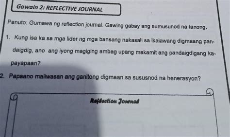 gawain  reflective journalpanuto gumawa ng reflection journal