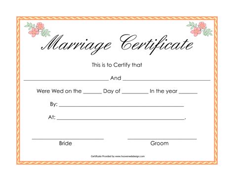 template  marriage certificate