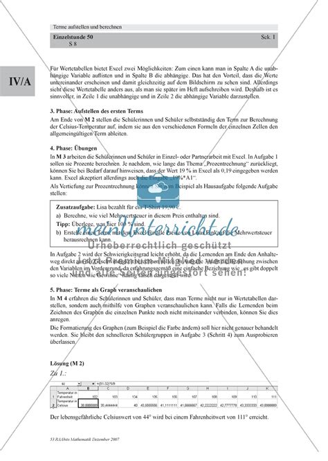 terme aufstellen und berechnen graphische darstellung von