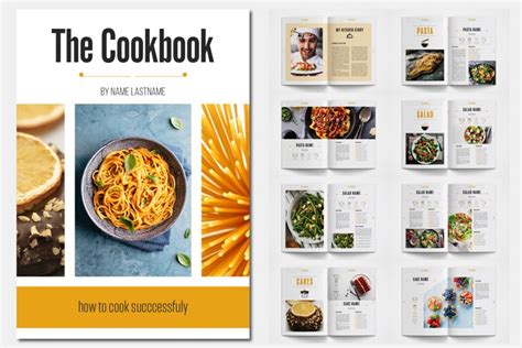 cookbook template  book publishing design bundles