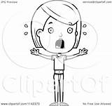 Scared Girl Coloring Clipart Teenage Adolescent Cartoon Outlined Vector Thoman Cory Regarding Notes sketch template