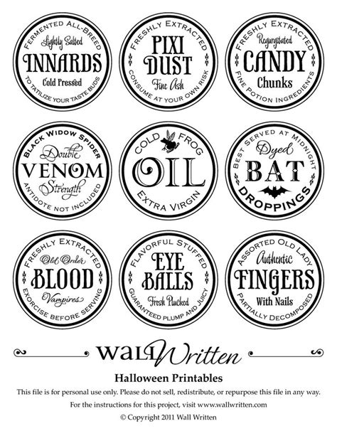 halloween spell books potions apothecary jars labels