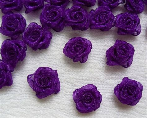 5 8 w purple organza ribbon rosess appliques 50 pcs r0101du