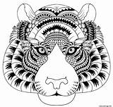 Tigre Tete Zentangle Imprimer Imprimé sketch template