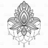 Tattoo Lotus Flower Henna Style Tattoos Mandala Drawing Ornamental Paisley Mehndi Floral Indian Designs Vector Template Stock Lotusblume Illustrations Drawings sketch template