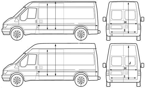 ford transit lwb van blueprints  outlines