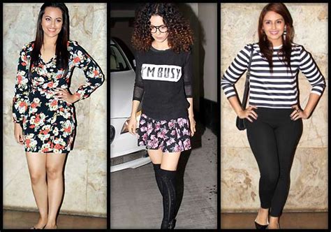 kangana huma sonakshi sport chic look at queen s special screening