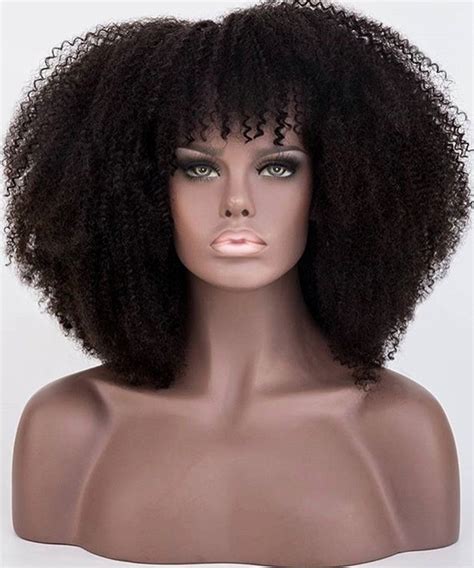 dolago american afro kinky curly lace front human hair wig  sale  natural  density