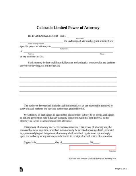 colorado power  attorney forms  word eforms
