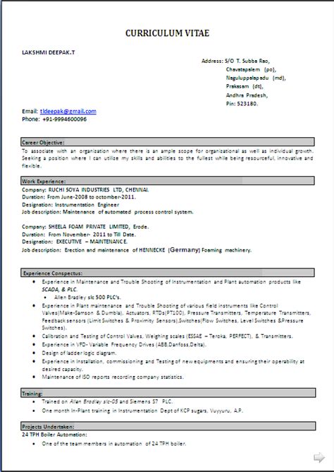 Resume Sample In Word Doc Bachelor Of Technology In
