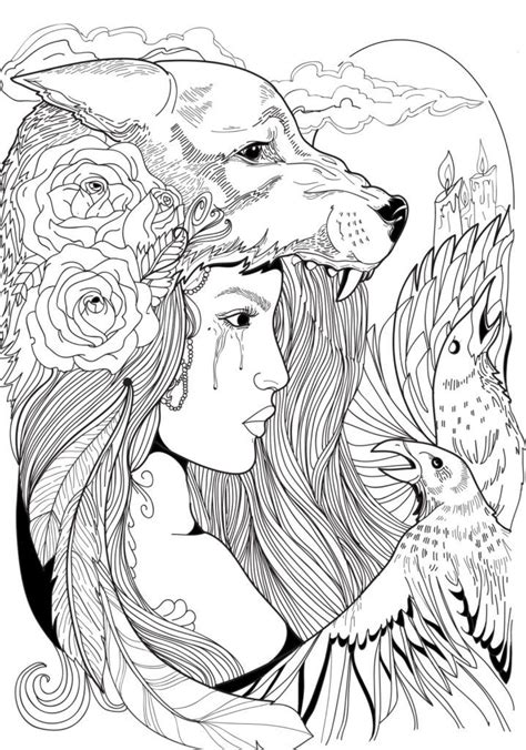 howling wolf detailed wolf coloring pages  adults  printable