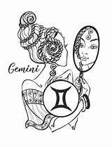 Gemini Gemelli Segno Zodiacale Zodiaco Astrologia Oroscopo Colorazione Vecteezy sketch template