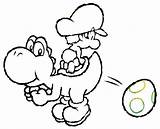 Yoshi Coloring Pages Lineart Printable Print sketch template