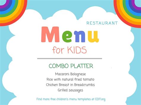food childrens menu template design print kids activity menu diy